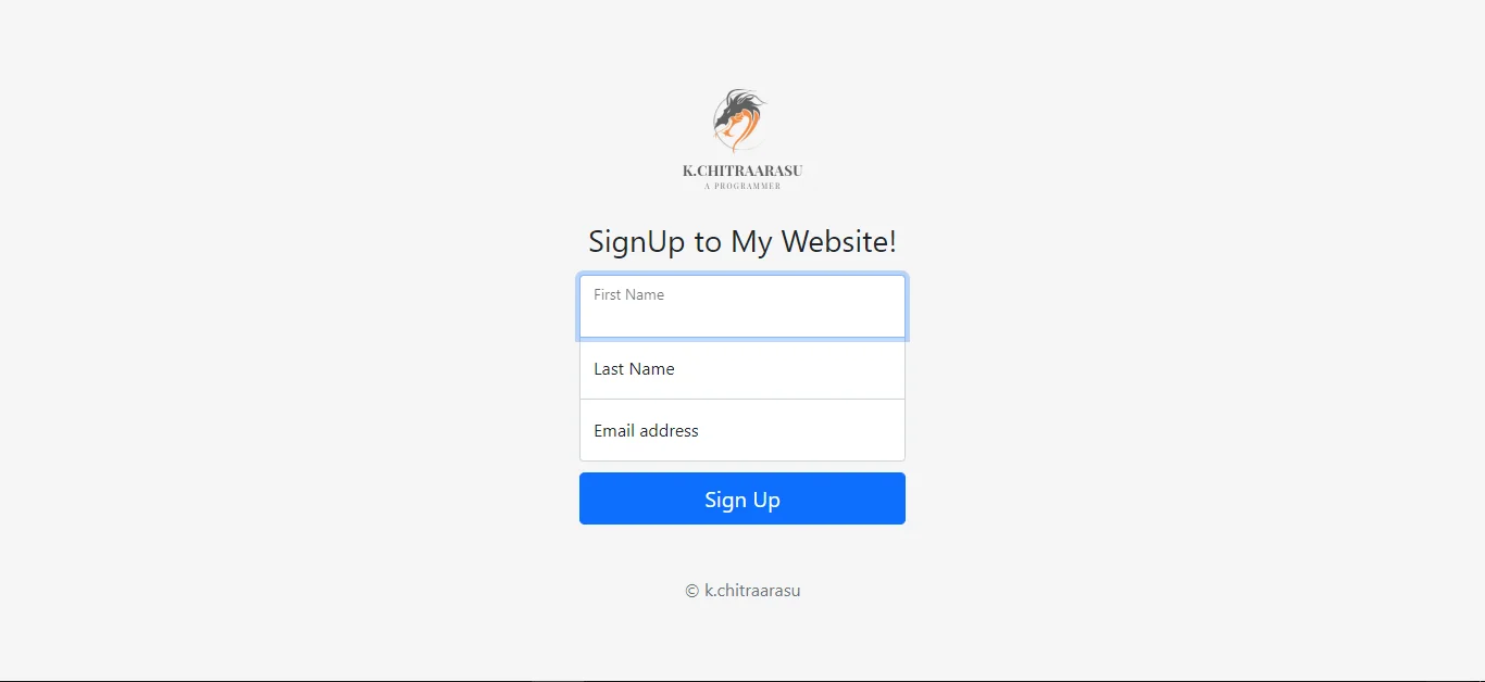MailChimp signup page